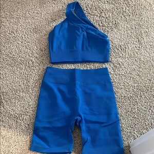 Amazon Women's Blue Athletic Shorts Set